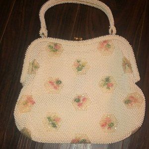 Vintage Lumured Petite Bead purse with matching mini purse and original mirror